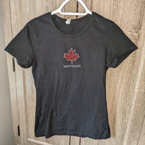 *3 FOR $9* Alstyle Apparel Vancouver Canada Maple Leaf Gem Embellished Top Shirt - Picture 1 of 2